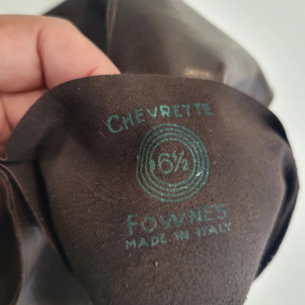 Vintage Fownes Chocolate Brown  Long Leather Gloves Made In Italy Size 6.5